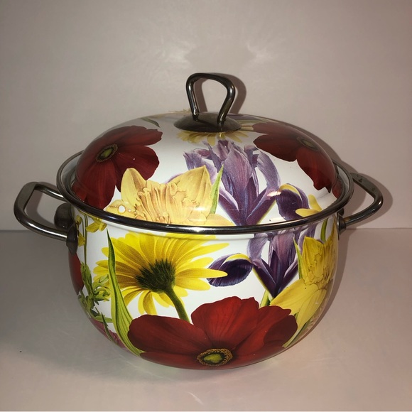 Pioneer Woman 4 Qt Enamel Dutch Oven FLORAL GARDEN Enameled EXCELLENT - Picture 1 of 12